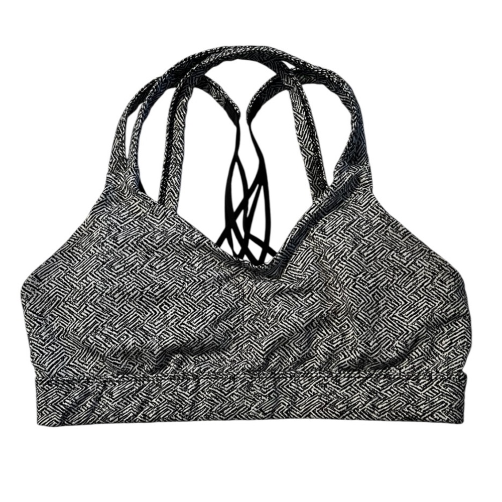 C9 by Champion Black and Cream Patterned Sports Bra Strappy Back Women’s S